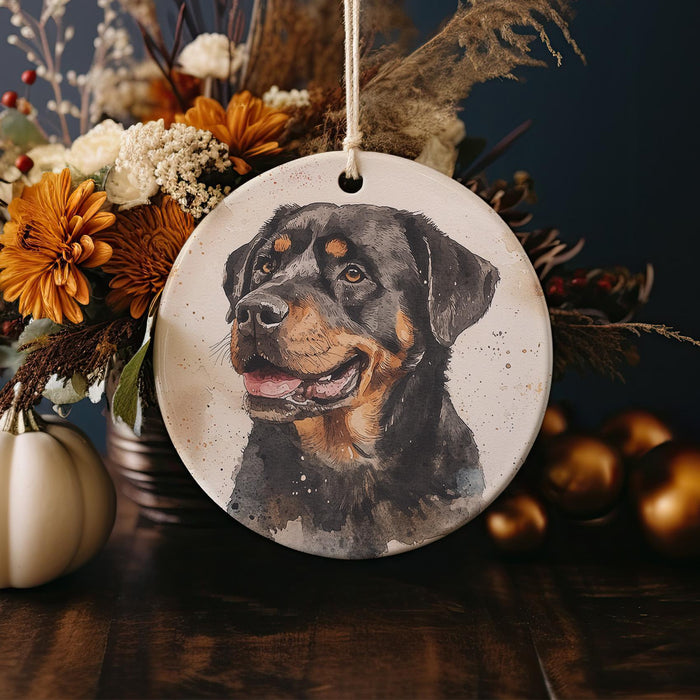 a ceramic ornament with a picture of a dog on it