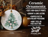 a ceramic ornament with a christmas tree on it