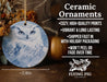 a ceramic ornament with a picture of an owl on it
