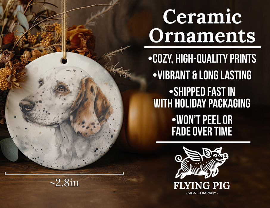 a ceramic ornament with a picture of a dog