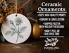 a ceramic ornament with a drawing of a rose