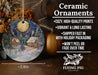 a ceramic ornament with a christmas scene on it