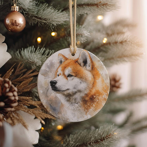 a christmas ornament with a picture of a fox on it