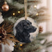 a black dog ornament hanging from a christmas tree