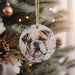 a dog ornament hanging from a christmas tree