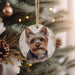 a dog ornament hanging on a christmas tree