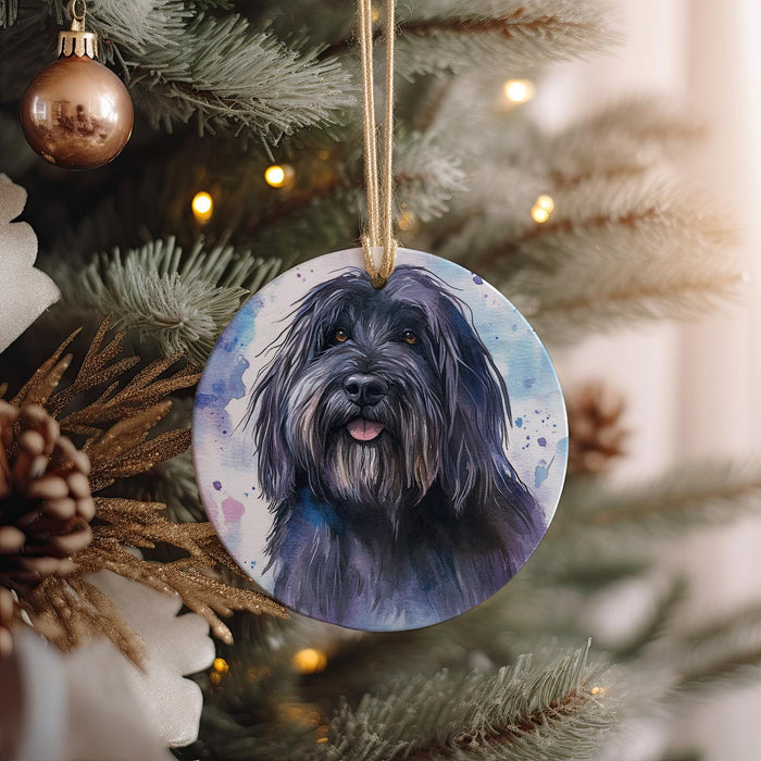 a dog ornament hanging on a christmas tree