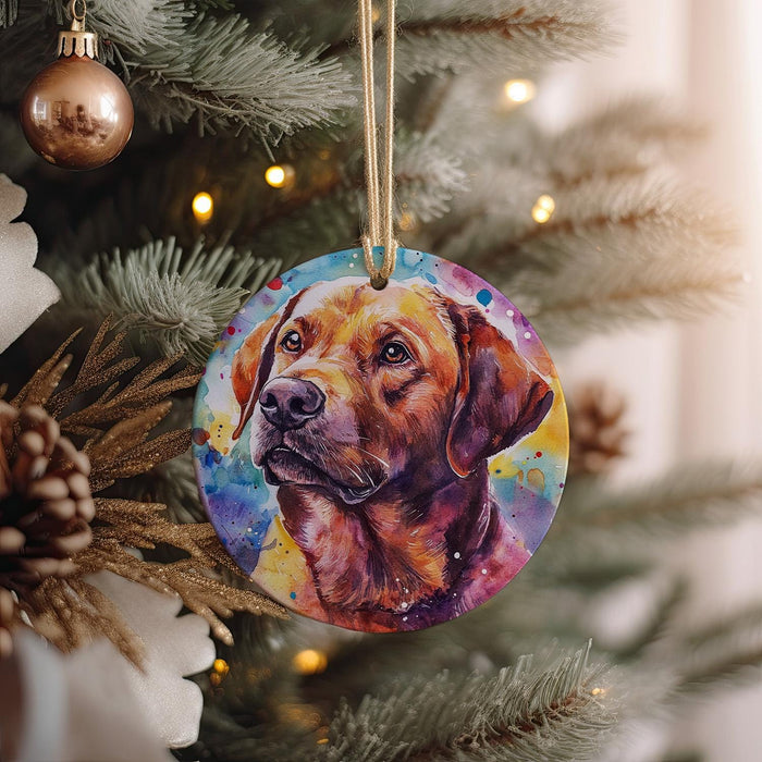 a dog ornament hanging from a christmas tree