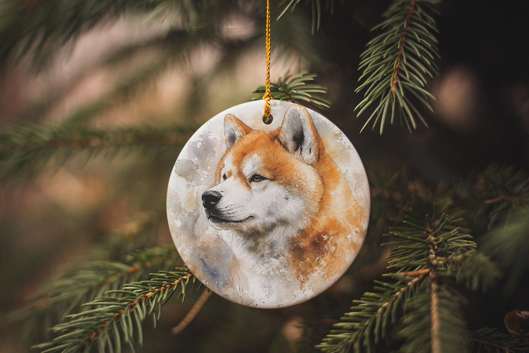 a christmas ornament with a picture of a dog on it