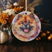 a ceramic ornament with a picture of a dog on it