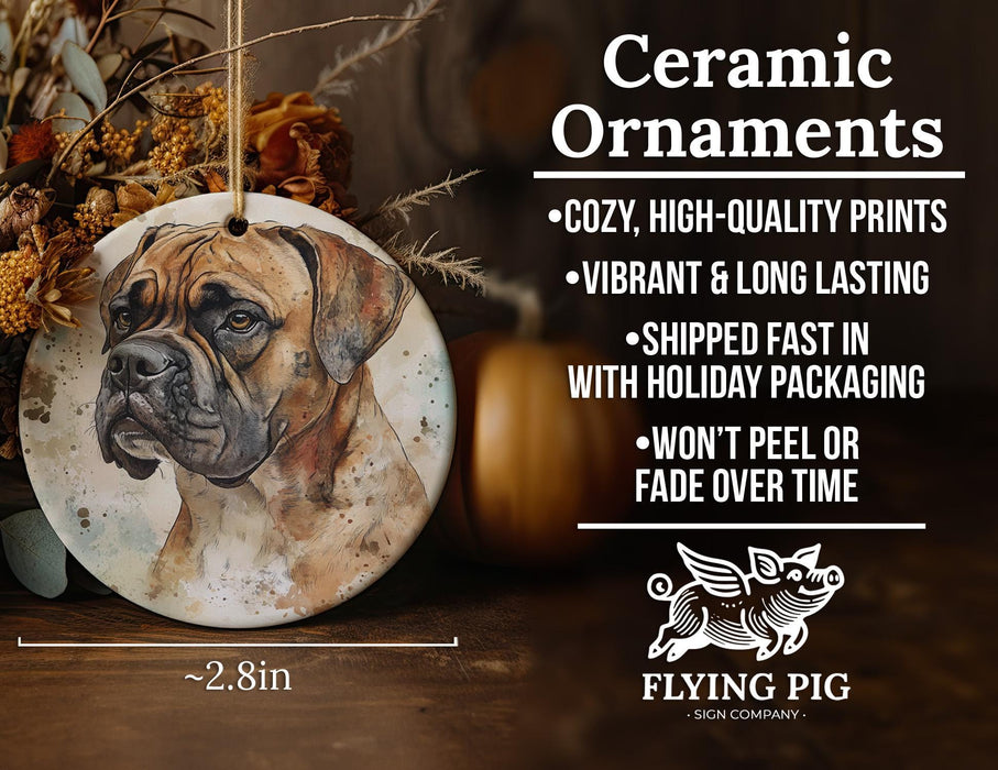 a ceramic ornament with a dog on it