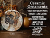 a ceramic ornament with a dog on it