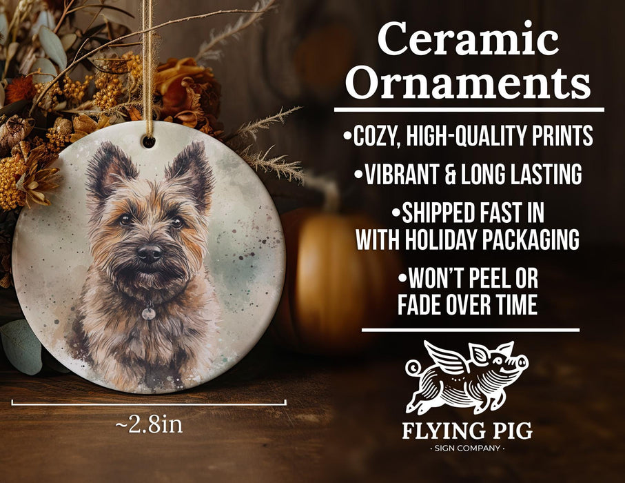 a ceramic ornament with a picture of a dog