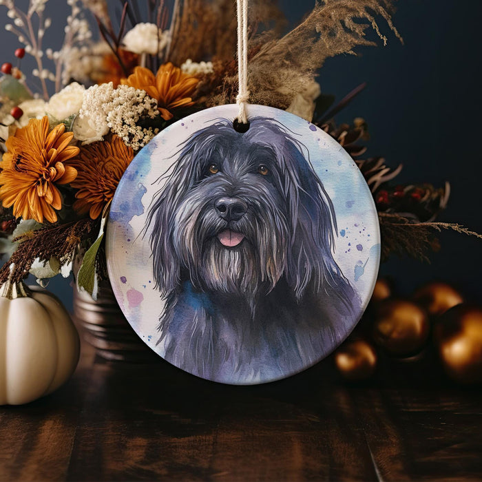 a ceramic ornament with a picture of a dog