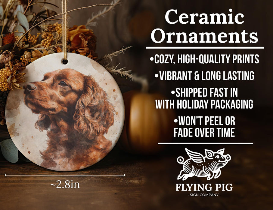 a ceramic ornament with a picture of a dog on it
