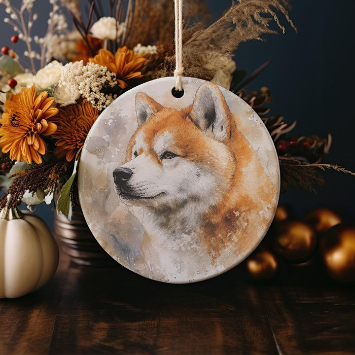 a ceramic ornament with a picture of a fox on it