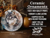 a ceramic ornament with a wolf on it