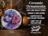a ceramic ornament with a purple poodle on it