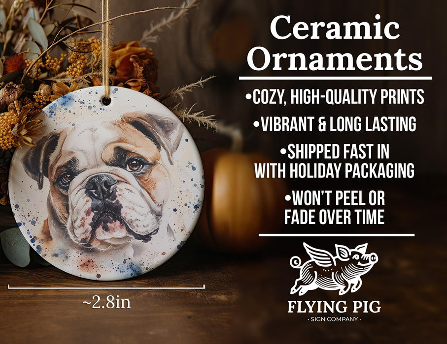 a ceramic ornament with a picture of a dog on it