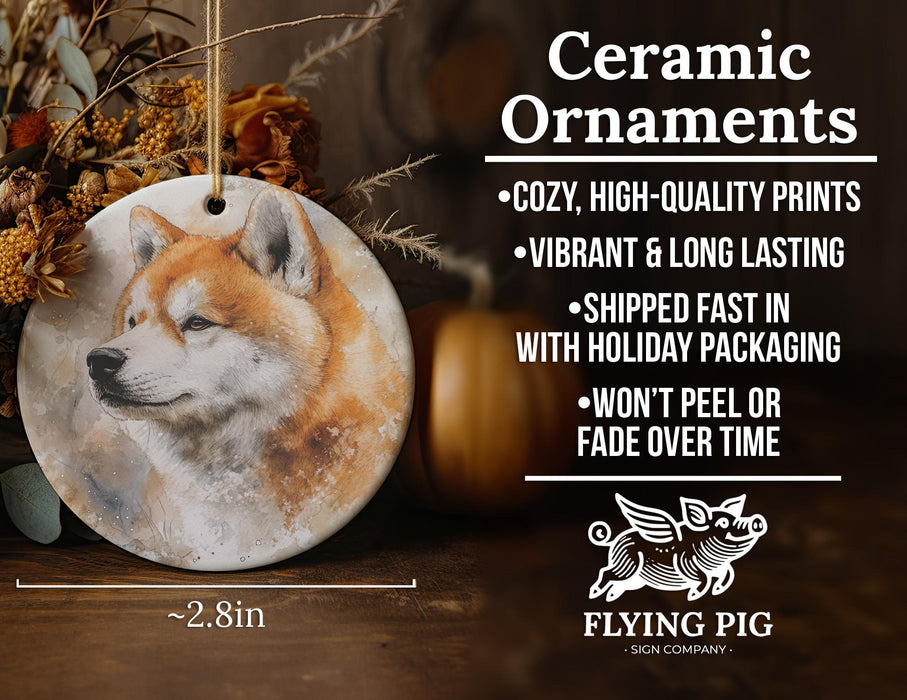 a ceramic ornament with a picture of a dog