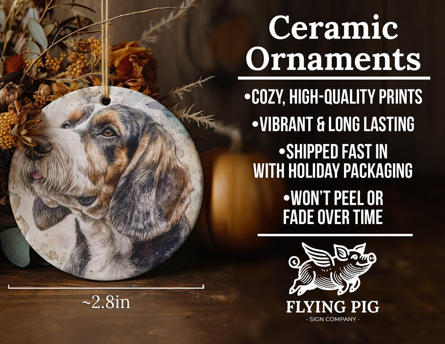 a ceramic ornament with a dog on it