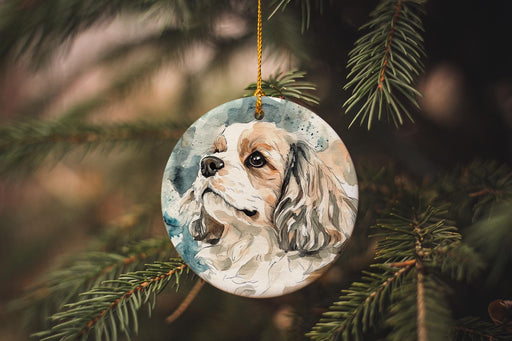 a dog ornament hanging from a christmas tree