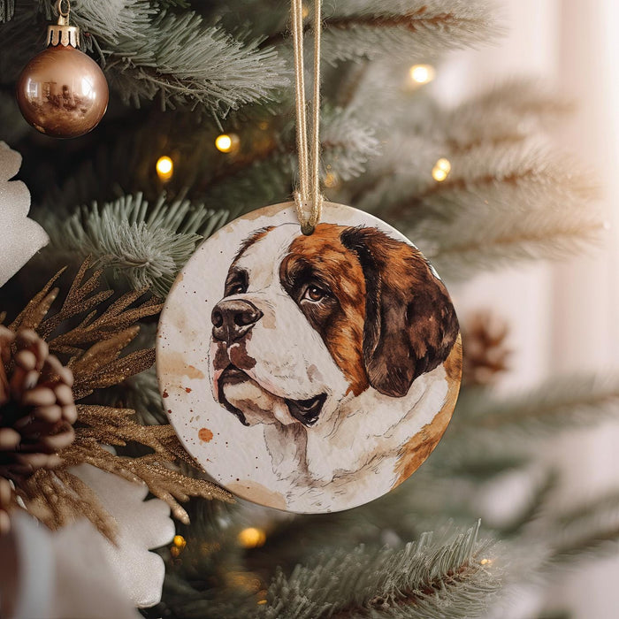 a dog ornament hanging from a christmas tree