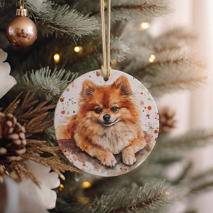 a small dog ornament hanging from a christmas tree