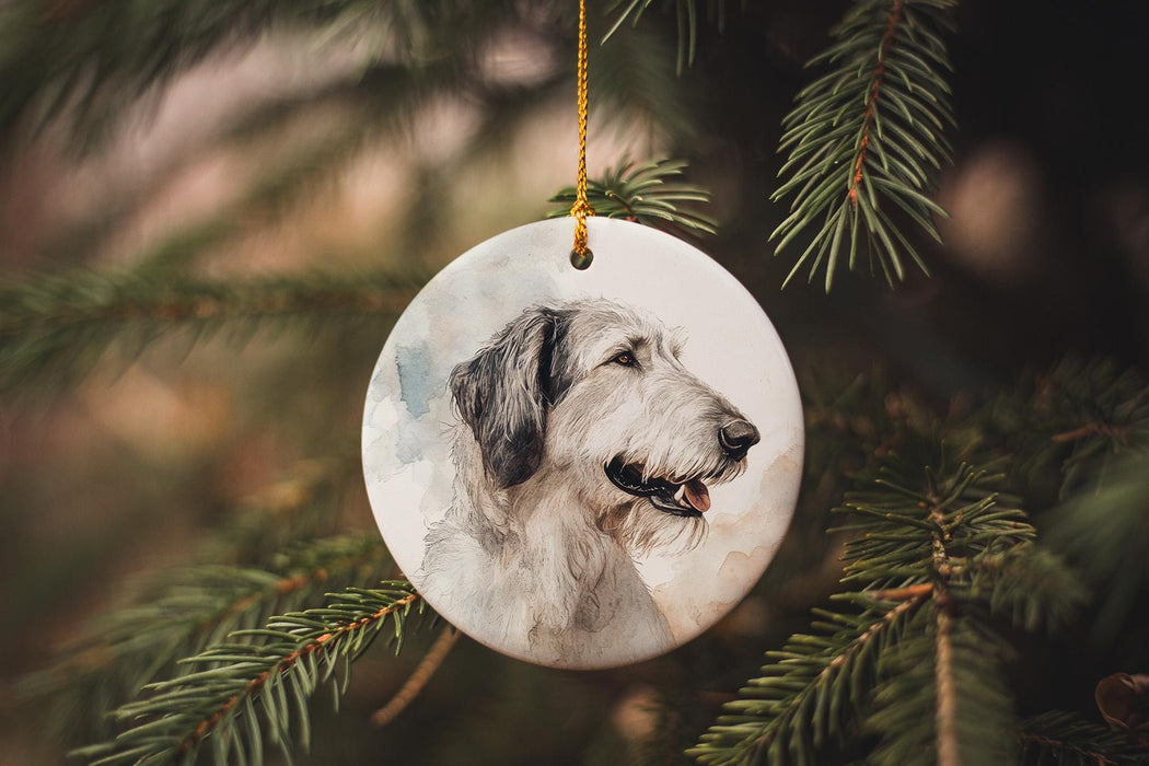a dog ornament hanging from a christmas tree