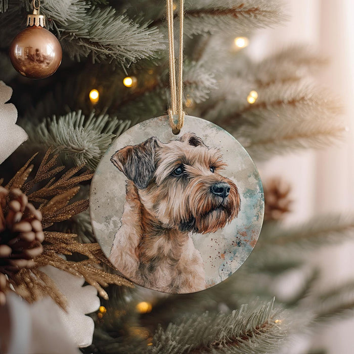 a dog ornament hanging on a christmas tree