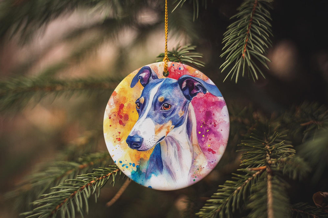 a dog ornament hanging from a christmas tree