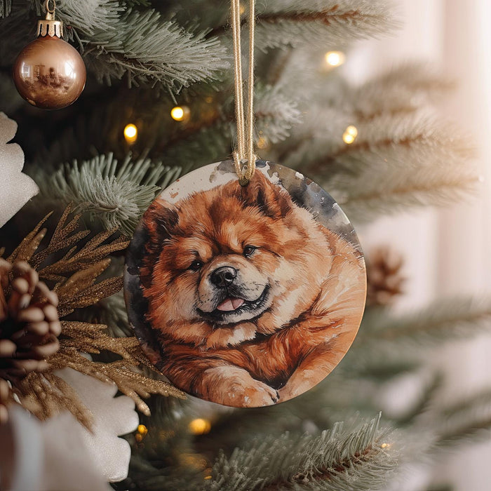 a dog ornament hanging from a christmas tree
