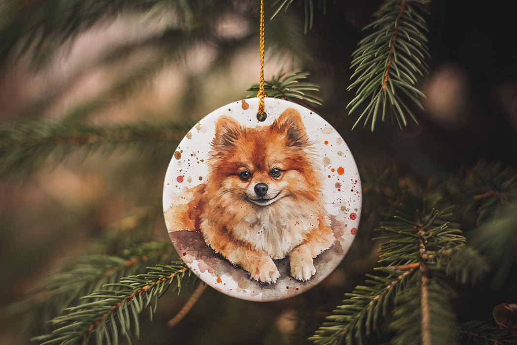 a dog ornament hanging from a christmas tree