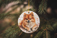a dog ornament hanging from a christmas tree