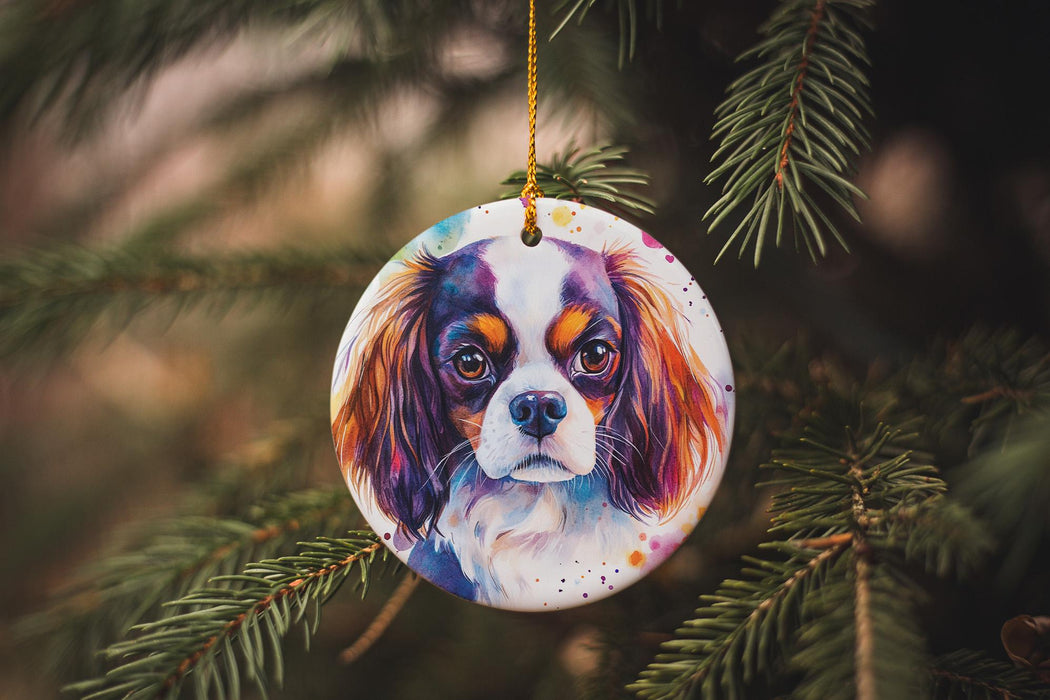 a dog ornament hanging from a christmas tree