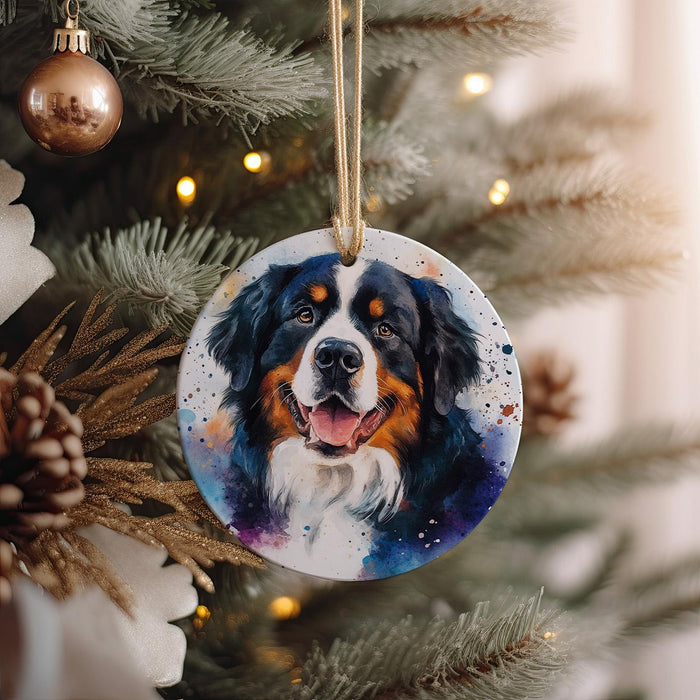 a dog ornament hanging from a christmas tree