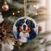 a dog ornament hanging from a christmas tree