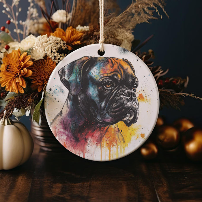 a picture of a dog is hanging on a wall