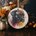 a picture of a dog is hanging on a wall