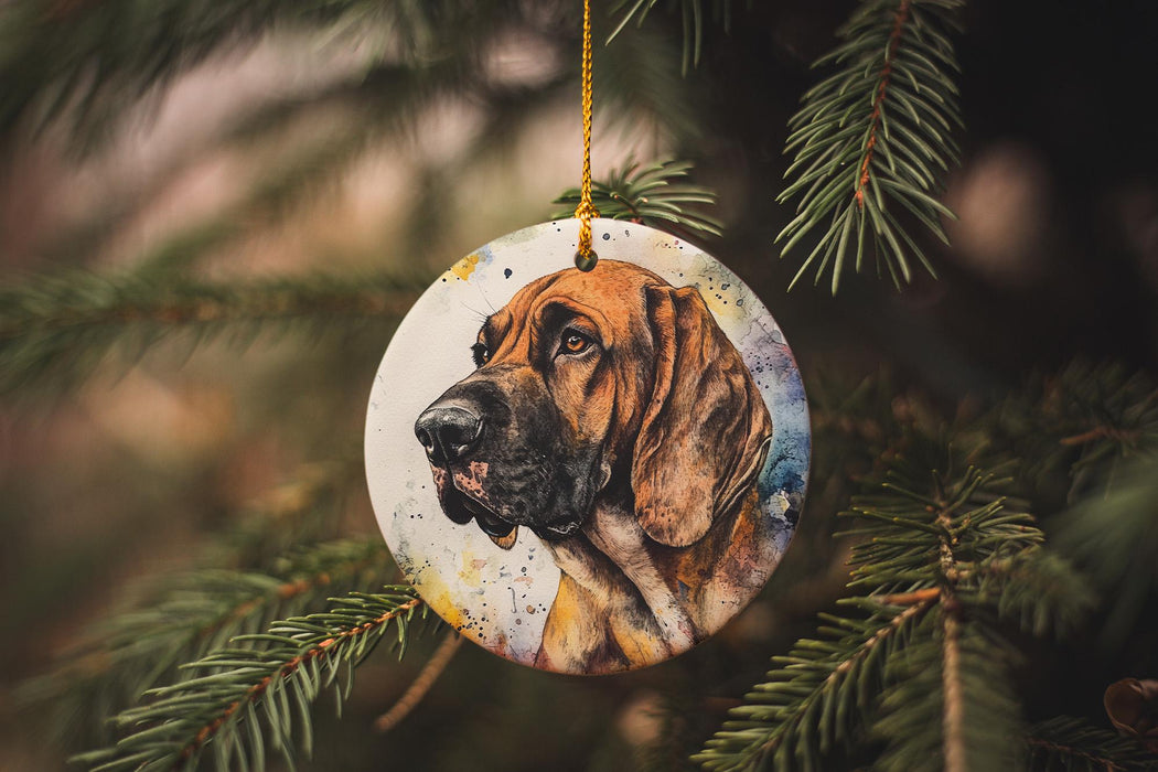 a dog ornament hanging from a christmas tree