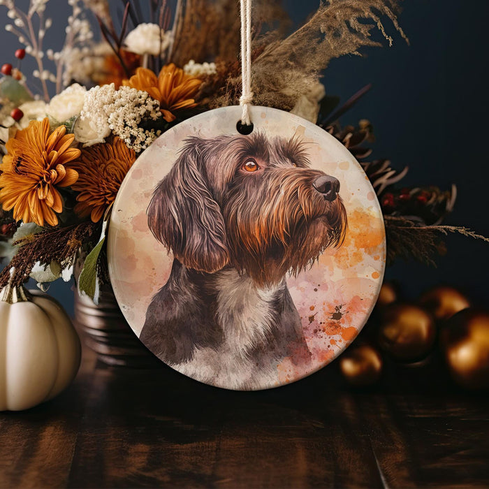 a ceramic ornament with a picture of a dog on it