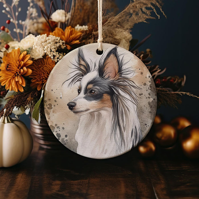 a ceramic ornament with a picture of a dog on it