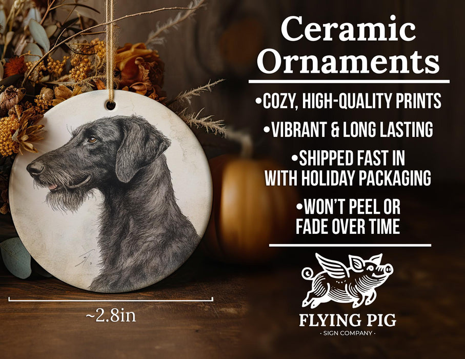 a ceramic ornament with a black dog on it