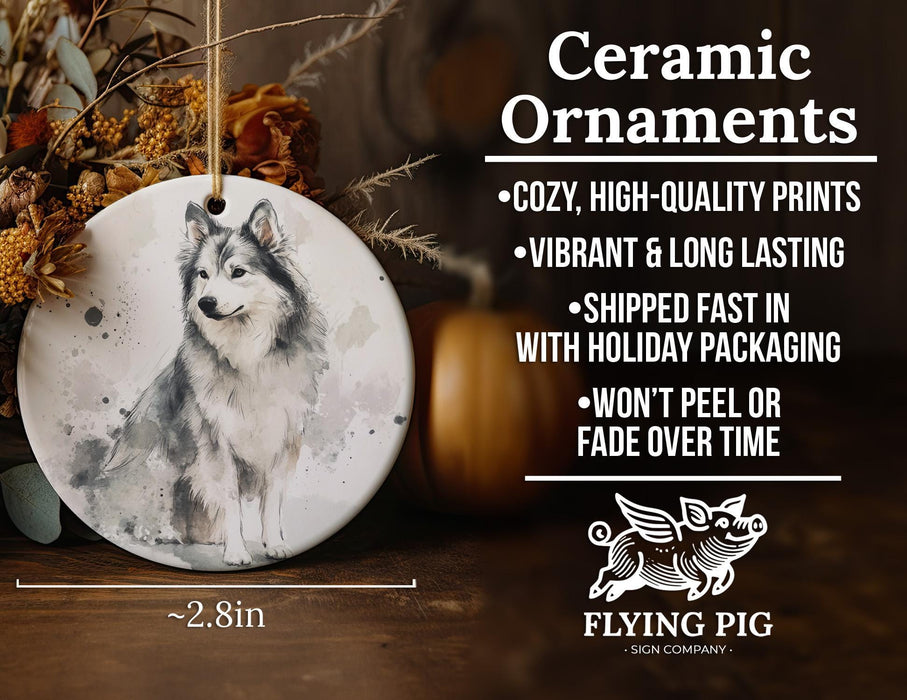 a ceramic ornament with a picture of a dog