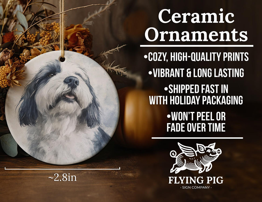a ceramic ornament with a picture of a dog