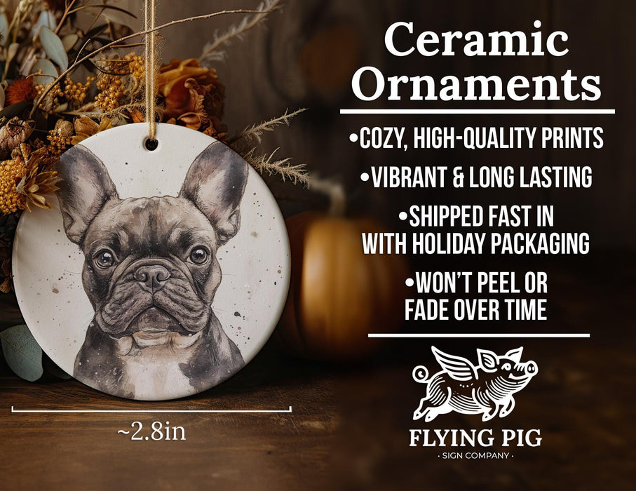 a ceramic ornament with a picture of a dog on it