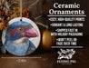 a ceramic ornament with a blue bird on it