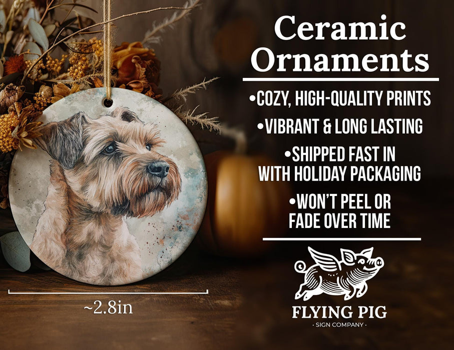 a ceramic ornament with a picture of a dog