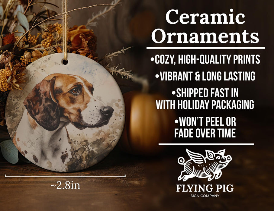 a ceramic ornament with a dog on it