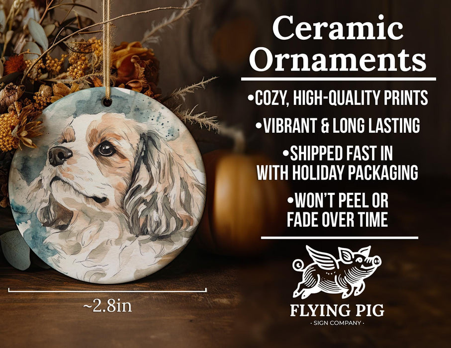 a ceramic ornament with a dog on it